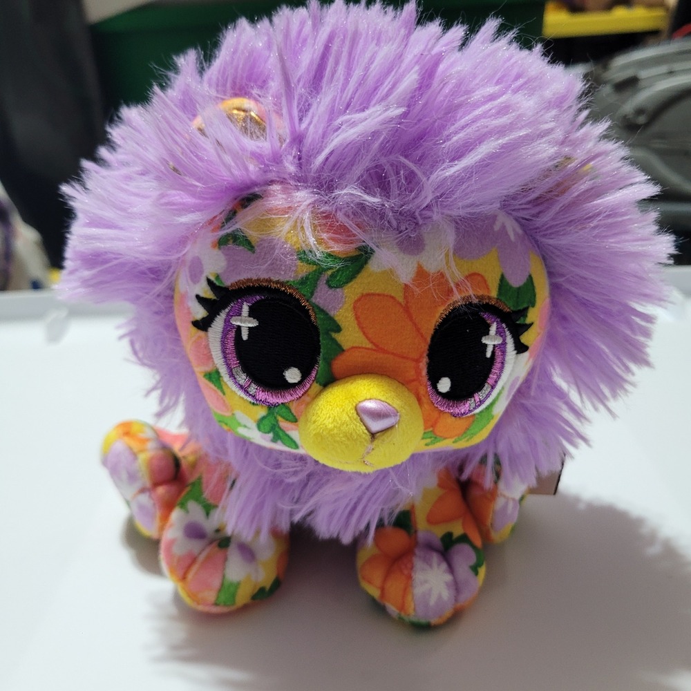 Gund P.Lushes Pets Farrah Meadows Floral Lion Plush Purple Orange Yellow 6 inch